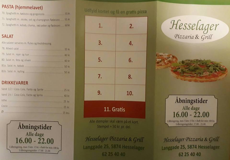 Menu at Pizzaria & Grill Aps pizzeria, Hesselager