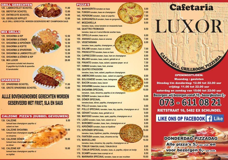 Rød dato dø Recept Menu at Cafetaria Luxor, Schijndel