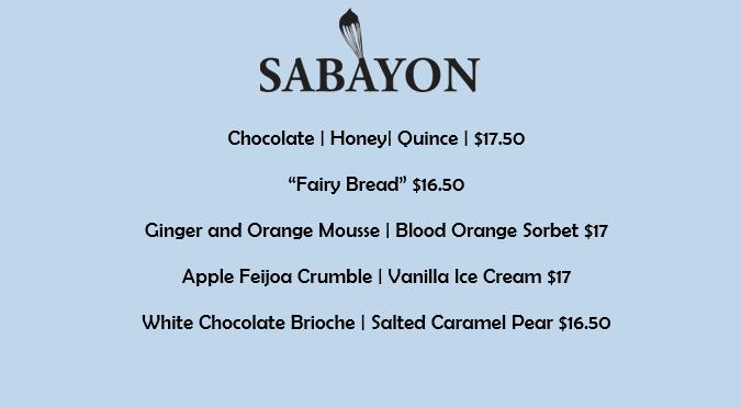 Sabayon menu price
