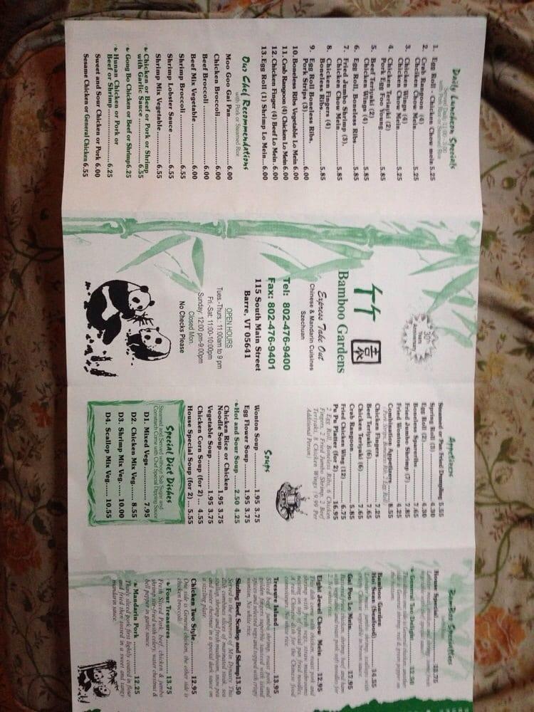 Bamboo Garden In Barre Restaurant Menu And Reviews