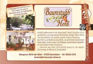 Gaststatte Baurestubb Henss Restaurant Gerolsheim Restaurant