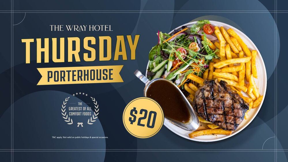 Porterhouse Steak with Salad & Chips $20
